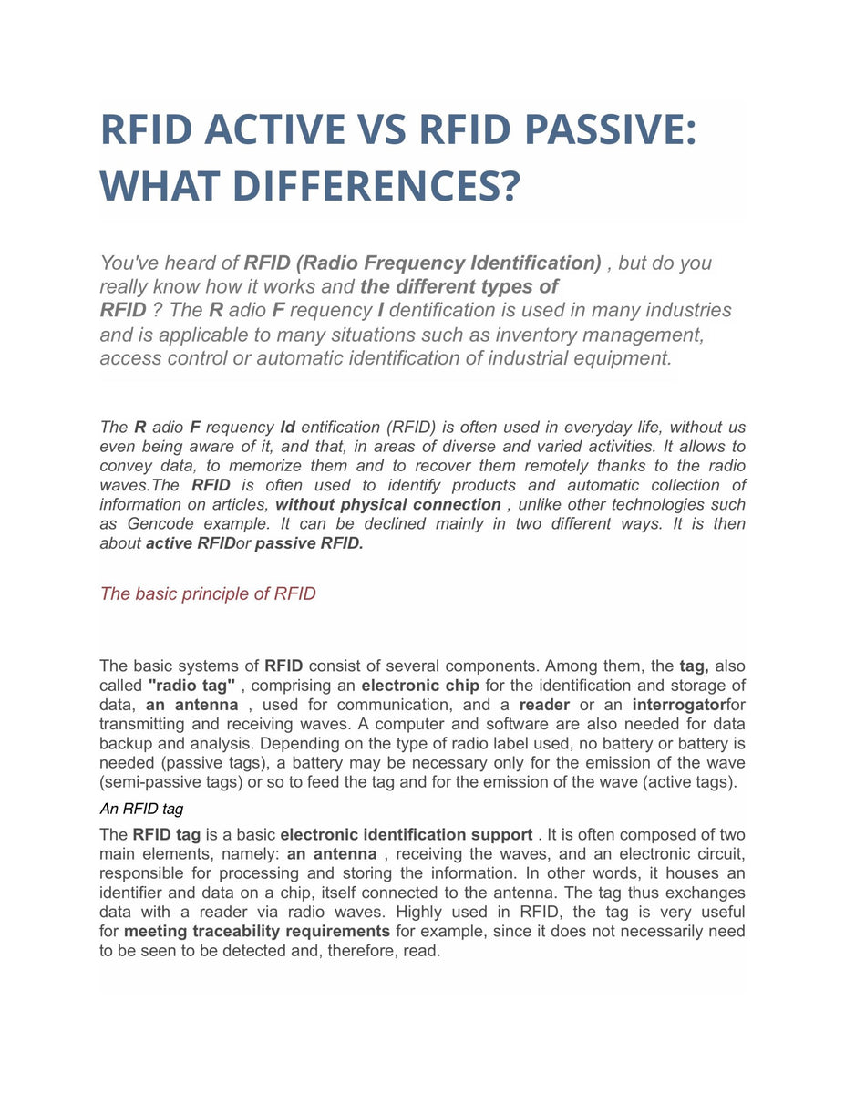 Active vs. Passive RFID